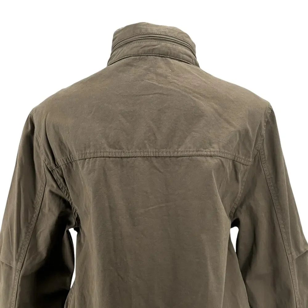 Madewell Men's Field Jacket Small Cargo Green Packable Hood Pockets 100% Cotton